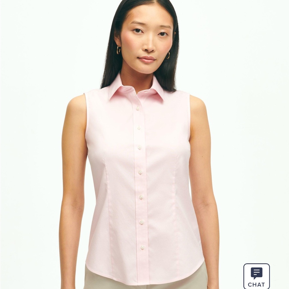 Brooks Brothers Women’s Fitted Non-Iron Cotton Sleeveless Dress Shirt, size 6